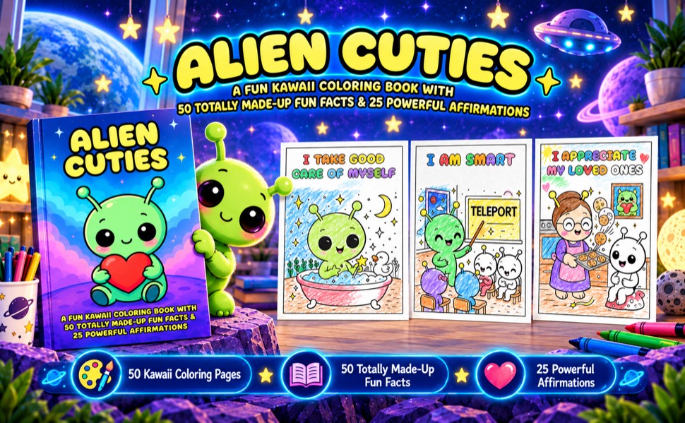 Páginas de datos curiosos sobre alienígenas y el espacio, de Alien Cuties