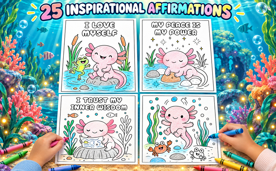 Páginas de afirmaciones de Axolotl Cuties
