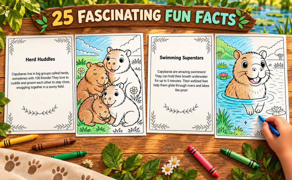 Páginas de datos curiosos sobre carpinchos, de Capybara Cuties