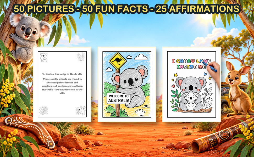 Qué hay dentro de Koala Cuties: una página de datos junto a un dibujo para colorear