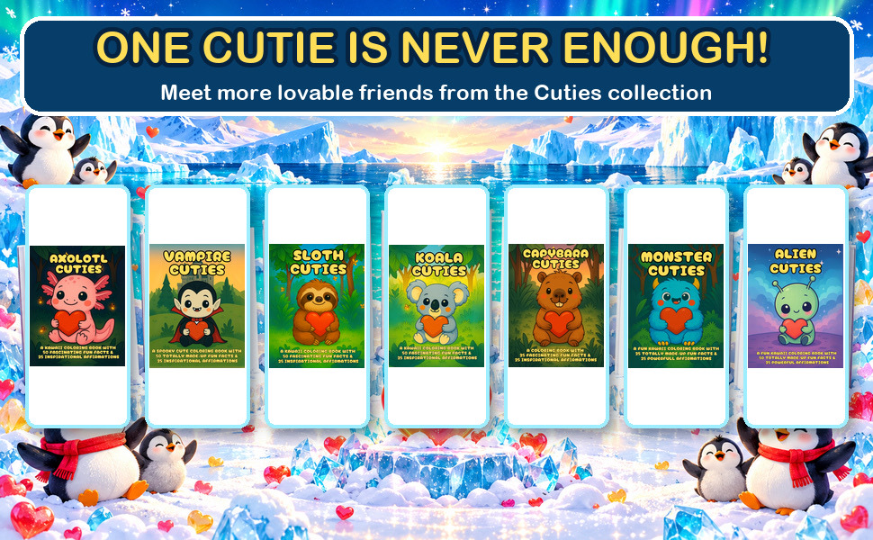 La serie Cuties: los ocho libros para colorear de un vistazo
