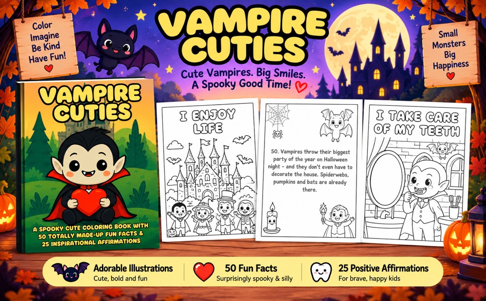 Portada de Vampire Cuties con páginas de muestra para colorear
