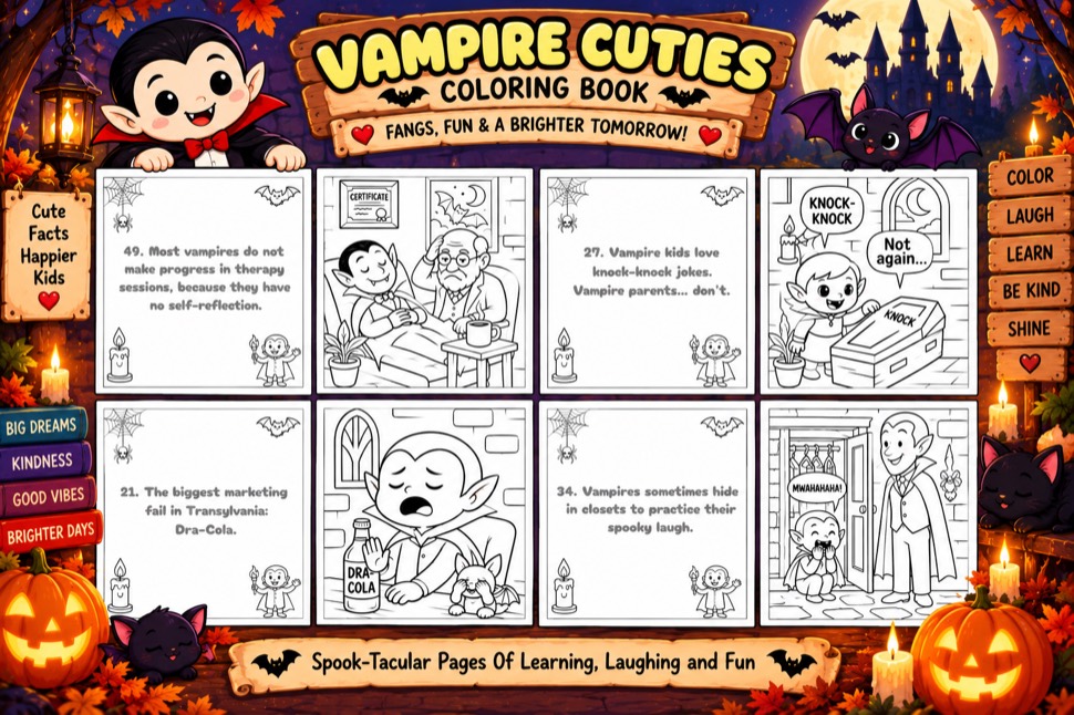Páginas de datos curiosos sobre vampiros, de Vampire Cuties